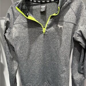 Victoria's Secret Gray Zip Up Sweater with Neon Trim